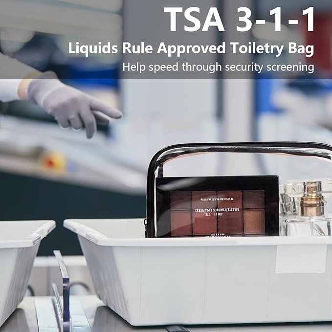 4 Pack Clear Makeup Bags, TSA Approved Toiletry Bag Car Organizer Travel Cosmetic Case Portable Travel Essentials Bags for Toiletries Clear Summer Beach Bag Carry on Airport Airline Compliant Bag