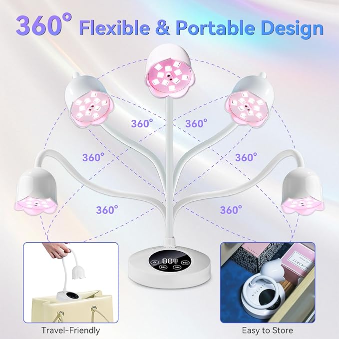 Makartt Mini UV Light for Gel Nails Polish Luminoza 30W Rechargeable LED Nail Dryer Lamp with 4 Timers & Auto Sensor, Fast Curing Goosenecks Lamp for Home DIY Manicure, Black & White