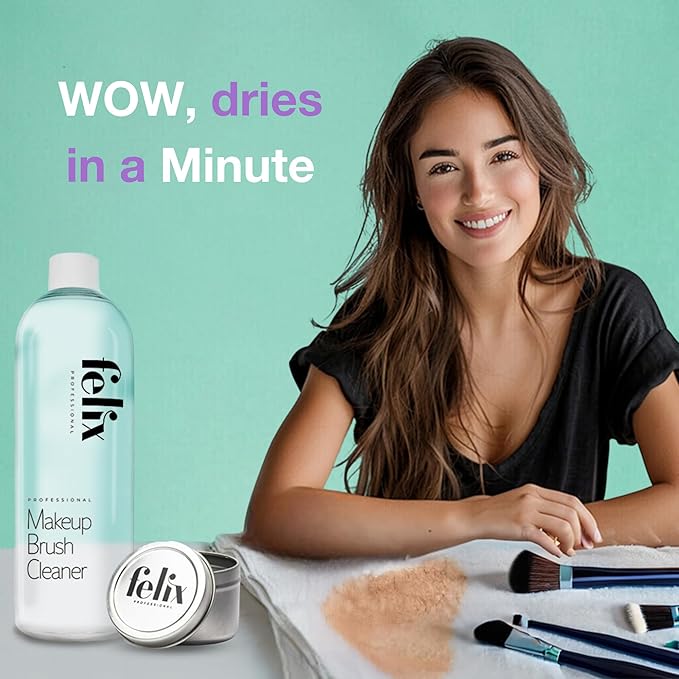 Liquid Makeup Brush Cleaner Solution + Tin starter kit | Rinsless, Quick Drying, Hydrating, Fragrance Free | for Natural and Synthetic Make-up Brushes (8 Fl oz)