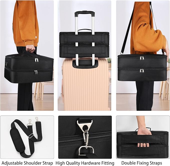 Extra Large Makeup Case, Professional Makeup Train Case for Makeup Artist Traveling Organizer, Double Layer XL Cosmetic Travel Case for Cosmetology with 3 Detachable compartments and 3 Makeup Bags