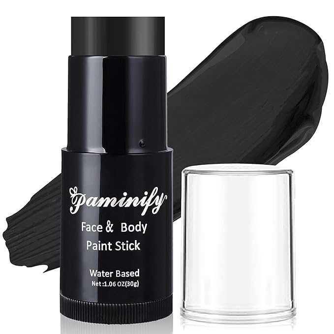 Black Face Paint Stick,Water-Based Black Body Paint Stick,Washable Full-Coverage Halloween Face Painting for Skeleton Skull Zombie Joker Clown Goth Cat Costume,SFX Makeup for Cosplay,1.06 OZ