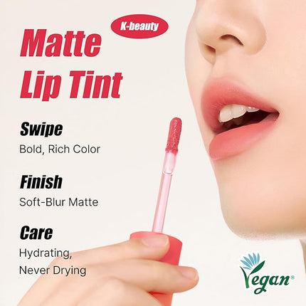 Touch in Sol Vegan Again Blur Core Lip Tint (#Brick Hazel) - Long Lasting, High Pigment Velvet Matte Lip Stain – Lightweight Smooth Blur Finish