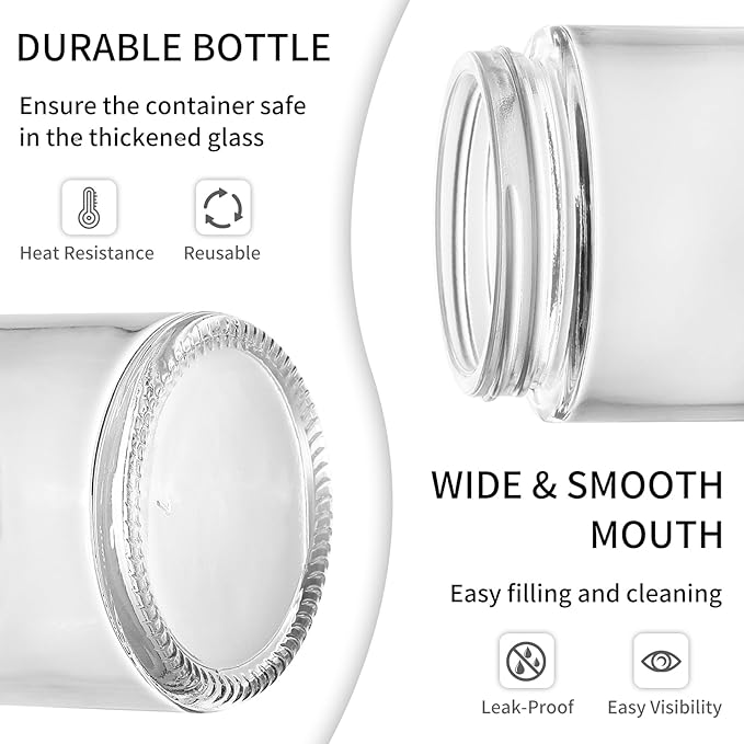 KEYWING 4oz Clear Glass Jars, 36 Pack Round Small Glass Jar with Black Lids Empty Cosmetic Containers with Inner Liners for Lotions, Powders, Cream and Ointments