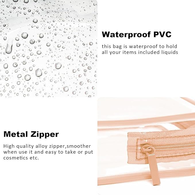 4 Pack Clear Makeup Bags, TSA Approved Toiletry Bag Car Organizer Travel Cosmetic Case Portable Travel Essentials Bags for Toiletries Clear Summer Beach Bag Carry on Airport Airline Compliant Bag