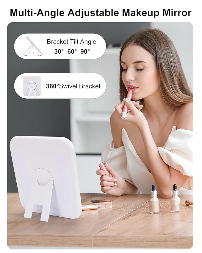 Relavel Travel Makeup Bag With LED Mirror, Cosmetic Train Case with Light up Mirror, Portable Makeup Artist Organizer Bag with Adjustable Dividers, Makeup Brush Holder Storage, Plaid