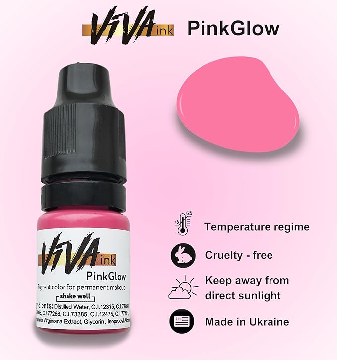 Lip Pigment – Permanent Lip Makeup – Microblading Ink for Durable and Colorful Lips – Long Lasting Color Lip Cosmetics (0.2 oz) (PinkGlow)