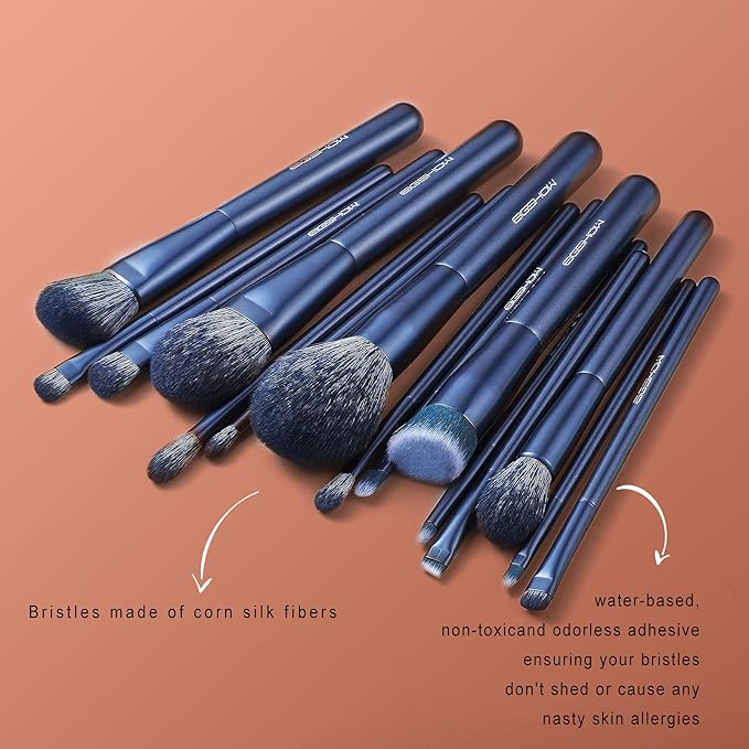Makeup Brush Set, EIGSHOW Professional Makeup Brushes Kit Foundation Powder Concealers Eye Shadows Makeup 15 Piece for Eye Face Liquid Cream Cosmetics Brushes Kit Best Birthday Gift for Women(BLUE)