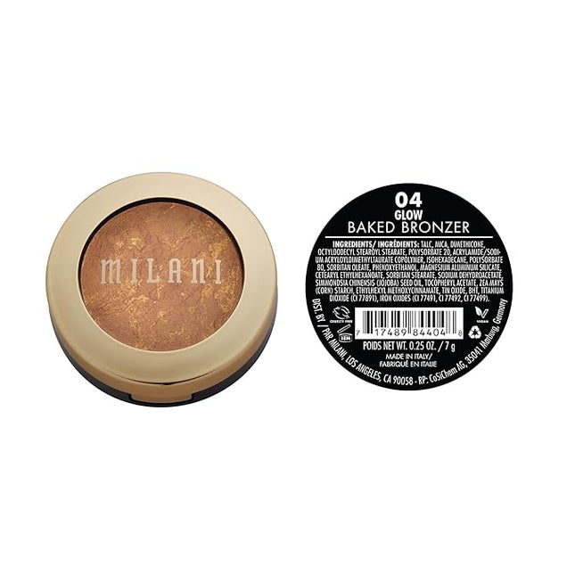 Milani Bronzer Powder - Baked Bronzer Made in Italy, Bronzing Shimmer Highlighter Makeup for Contour -Glow