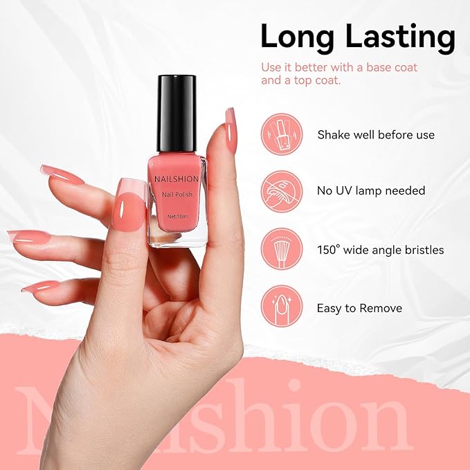 Jelly Pink Nail Polish, Fast Dry Sheer Tinted Blush Rose Fingernail Polish, 9-Toxic Free Vegan Rich in VE Nail Lacquer for All Tone Skin Nail Art Manicure Gift for Women