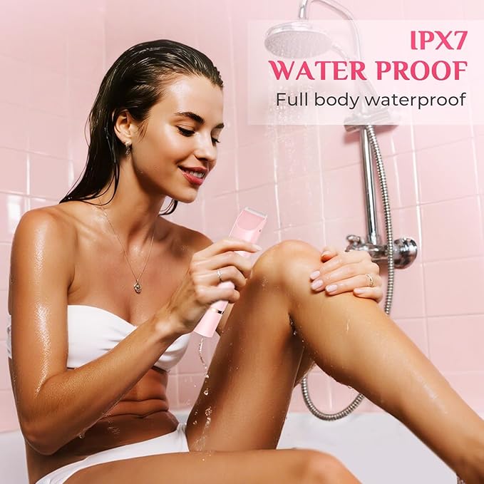 2025 New 2-in-1 Electric Bikini Trimmer for Women - Dual Head Electric Razor,Waterproof Painless Bikini Shaver, Pubic Hair Trimmer for Private Area & Body Hair, Pink