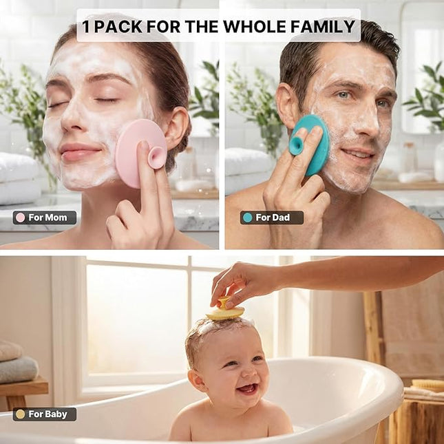 4 Pack Face Scrubber,JEXCULL Soft Silicone Facial Cleansing Brush Face Exfoliator Blackhead Acne Pore Pad Cradle Cap Face Wash Brush for Deep Cleaning Skin Care(Multicolor A)