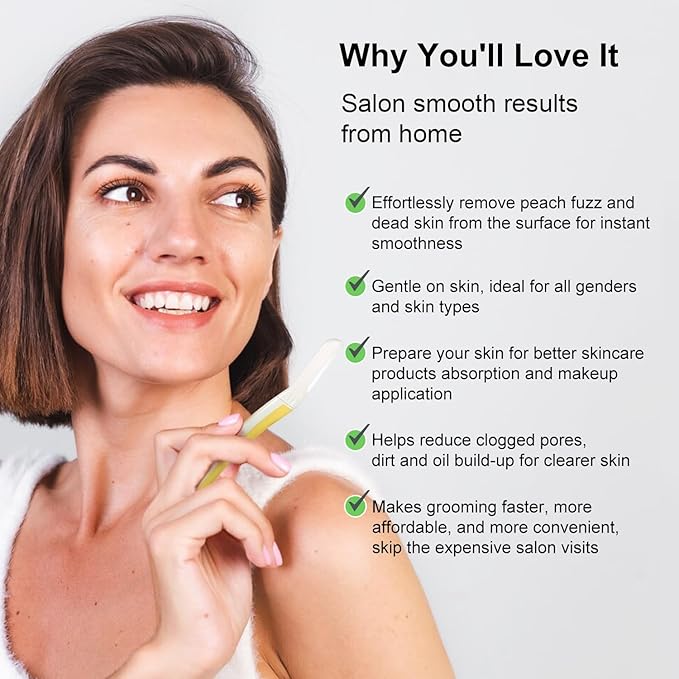 Dermaplane Razor - Facial Razor for Women - Dermaplaning Tool, with 19 Microblades for Face, Peach Fuzz Remover, Remove Facial Hair for Smoother Skin and Perfectly Shape Brows, Solar Veil