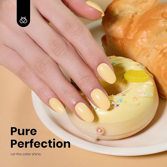Beetles Pastel Yellow Gel Nail Polish, 15ML Hema Free Light Yellow Gel Polish Butter Time All Season Nails Soak Off UV Colorful Bottle Nail Art Manicure Gift for Women