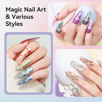 MIZHSE Marble Nail Polish Set, 12 Colors Marble Ink for Nails Glitter Effect Nail Ink Blooming Gel Watercolor Nail Polish for Nail Art Design Manicure at Home