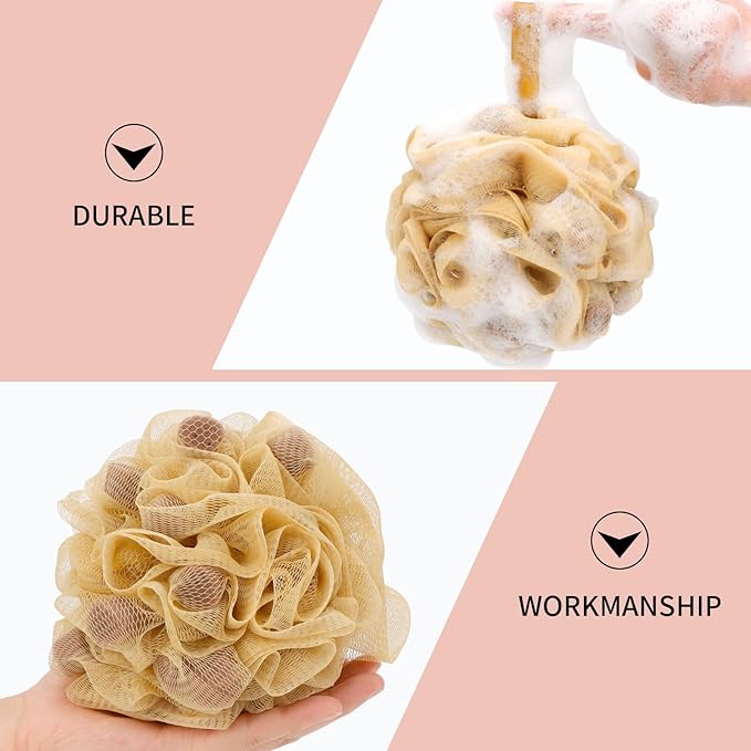 Bath Loofah Shower Sponge Body Back Scrubber Soft Mesh Shower Puffs Exfoliating Loofa for Women & Men Bath Accessories Cleaning Tool (4Pcs 60G Shower Puffs, Luxury)