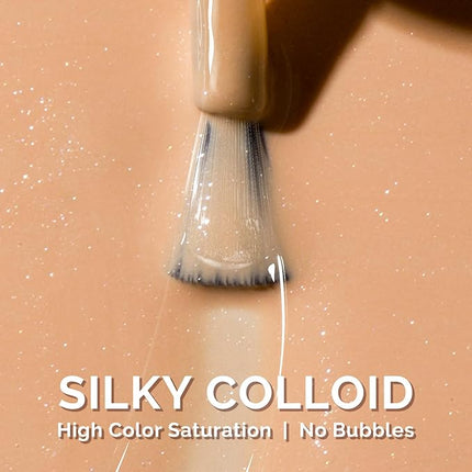 MelodySusie Orange Shimmer Gel Nail Polish,0.5fl oz Nude Shimmer Soak Off UV LED Orange Sparkle Glitter Gel Polish Gift for Women Nail Art Manicure Salon DIY Nail Design Decoration at Home-1757