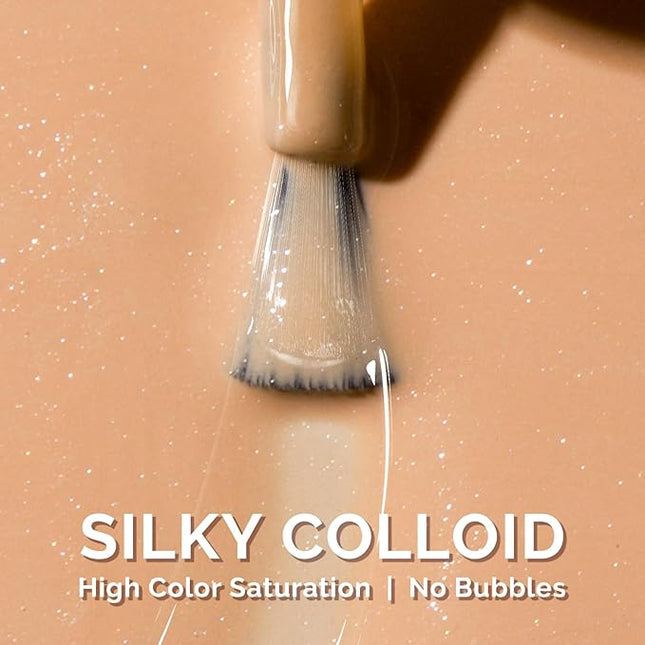 MelodySusie Orange Shimmer Gel Nail Polish,0.5fl oz Nude Shimmer Soak Off UV LED Orange Sparkle Glitter Gel Polish Gift for Women Nail Art Manicure Salon DIY Nail Design Decoration at Home-1757