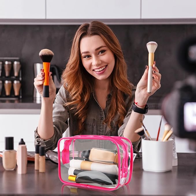 Weewooday 12 Pieces Clear Makeup Bags Cosmetic Storage Bags PVC Zipper Pouches Travel Waterproof Makeup Plastic Case for Women Organizing Toiletries Traveling Bathroom