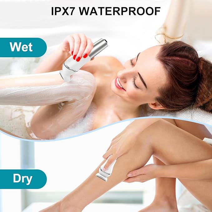 Electric Bikini Epilator for Women, 4 in 1 Hair Removal for Face, Chin, Arm, Leg, Armpit, Bikini Trimmer, IPX7 Waterproof, USB Rechargeable, Wet & Dry Lady Shaver,LED Lighting,2 Speeds,Travel Gift