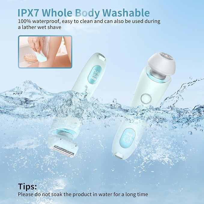 Livora Electric Shaver for Women, Bikini Trimmer for Women, Silk Glide Pro Shaver, 2 in 1 Electric Razors for Women, Waterproof Painless Wet & Dry, Removable Head for Bikini, Legs, Body