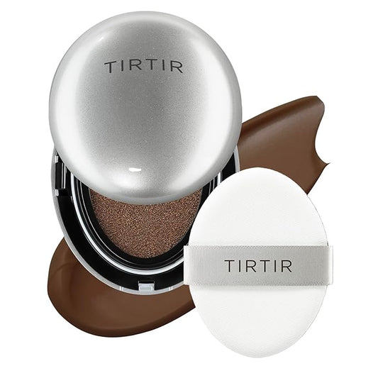 TIRTIR Mask Fit Aura Silver Cushion Foundation | Semi-glow Finish, Natural Coverage, Moisturizing, Lightweight, Korean cushion foundation (#51N Fudge, Full Size, 0.63 Fl Oz)