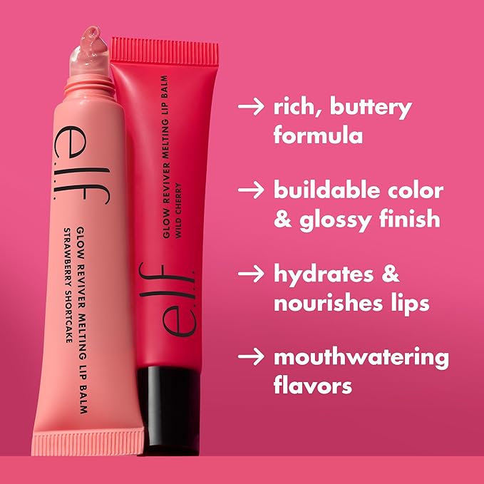 e.l.f. Glow Reviver Melting Lip Balm, Hydrating Tinted Lip Balm For A Glossy Finish & Soft, Supple Lips, Vegan & Cruelty-Free, Blackberry Sorbet