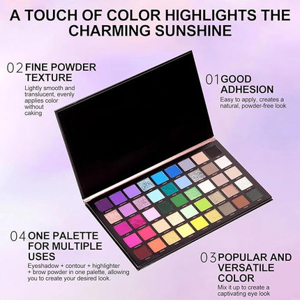 K'APEINE Colorful Eyeshaow Palette, 45Colors Matte Shimmer Eyeshadow Metallic Eye Shadow Palettes Professional Rainbow Makeup Pallet Long Lasting Blendable Make Up Eye Shadows Cosmetics for Women