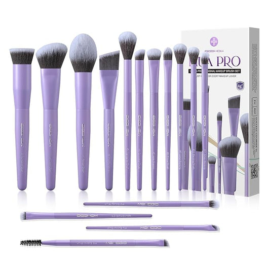 EIGSHOW Makeup Brushes Set, 15Pcs Professional Make Up Brush with Silver Ion Bristles for Foundation Powder Blush Highlighter Concealer Eyeshadow Eyeliner, Travel Gift Set (Matte Purple)