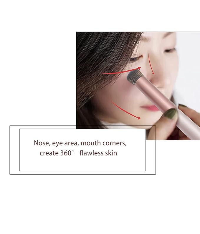 Foundation & Concealer Brush - Kabuki & Contour Makeup Brush - Portable, Wipes Foundation, Blush, Highlighter & Eye Shadow