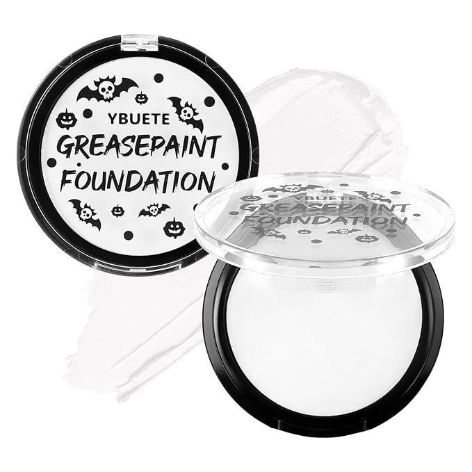 White Cream Face Body Painting Foundation, Professional Waterproof Oil Based White Face Paint For Halloween SFX Skeleton Ghost Zombie Clown Cosplay Makeup Face Paint for Adult Costume Party