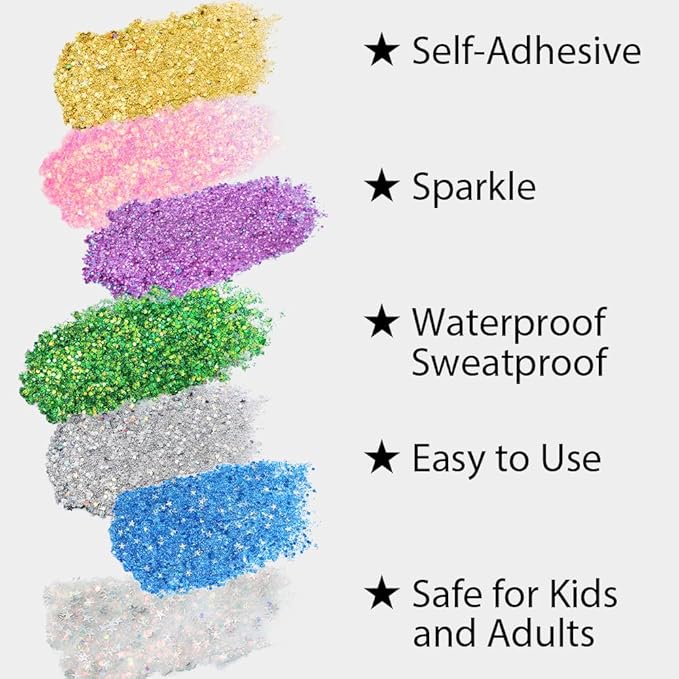 Mysense Blue Body Glitter Stick, Waterproof Face Glitter Makeup, Festival Rave Pride Accessories, Hair Glitter Gel for Kids Women, Sparkling Mermaid Sequin Chunky Glitter Face Paint, 0.56oz
