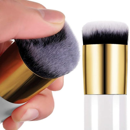 2 Pieces Foundation Brush Chubby Makeup Brush Kabuki Makeup Brush Travel Powder Brush for Blending Liquid, Cream or Powder Cosmetics (white)