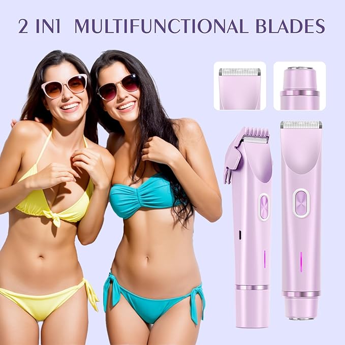 Dermave Bikini Shaver,Bikini Trimmer for Women,2-in-1 Electric Razors for Women(Light Purple)