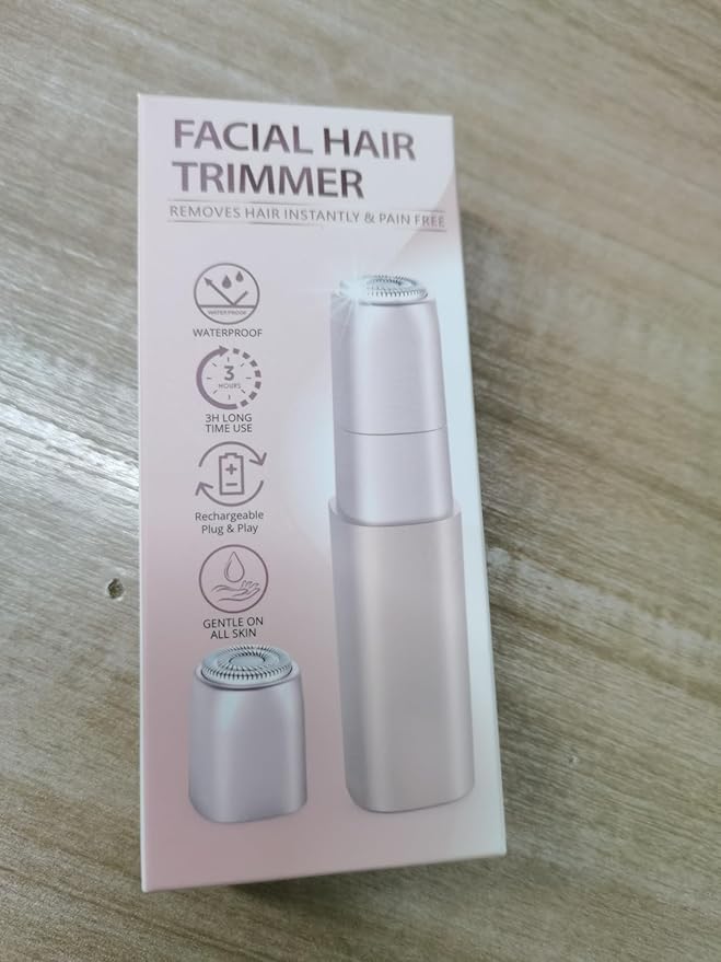 Facial Hair Remover for Women: Painless Rechargeable Face Shaver for Women with 2 Replacement Heads, Electric Hair Removal Device for Peach Fuzz Upper Lip Chin & Face