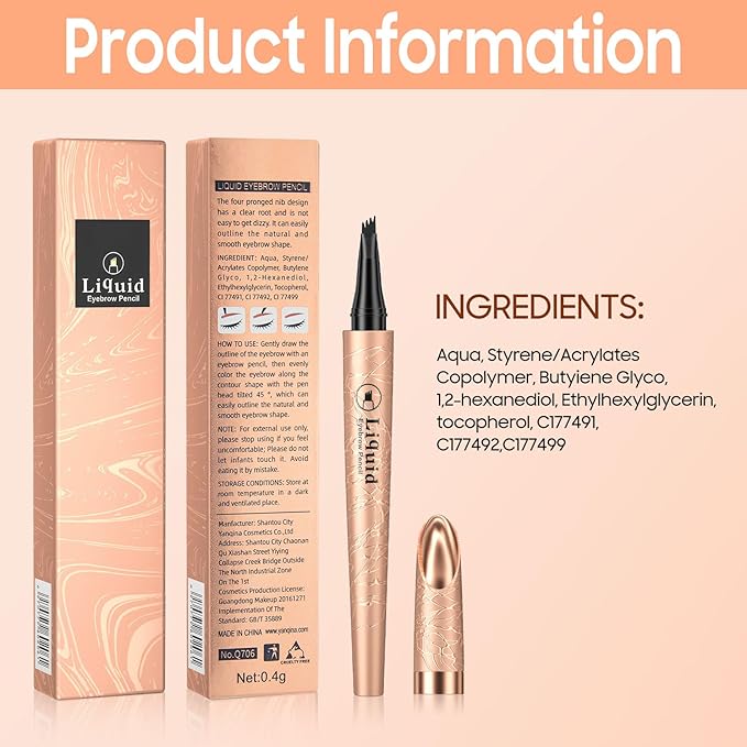 Eyebrow pen - Liquid Eye Brow Microblading Pencil With Micro 4 Point Lift & Brow Pen Snatch, Long-Lasting Waterproof Eyebrow Pencils for Women (Medium Brown)