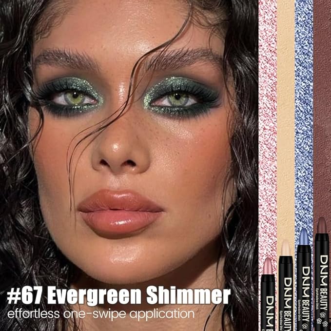 Evergreen Shimmer Cream Eye Shadow Stick Makeup for Women, Shimmer Eyeliner Pencil Eyeshadow Brightener Stick for Eyes, Waterproof Eyeshadow Applicator Blendable sombras para ojos 67#