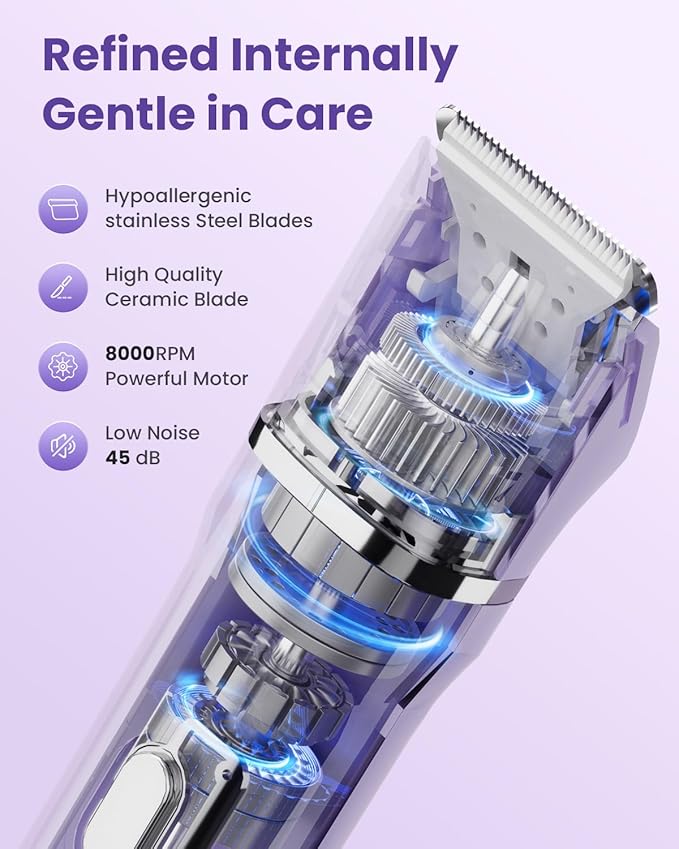 Bikini Trimmer for Women - 5 in 1 Electric Razors for Ladys Pubic Facial Nose Body Leg Hair Removal, Waterproof Electric Shaver for Women Private Area Sensitive Skin, Personal Hair Trimmer