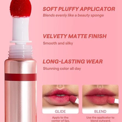 SHEGLAM Pout Pillow Cushion Lip Gloss Moisturizing Liquid Lipstick High Shine Finish Sponge Tip Applicator Non-Sticky Lip Glaze Party -Hit The Hay