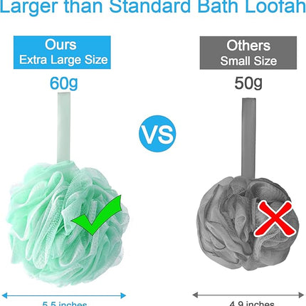 AmazerBath Loofah Sponge 60g/Piece, Exfoliating Bath Sponge Body Scrubber, Loofa Set of 4 - White Grey-Pink-Army Green-Green