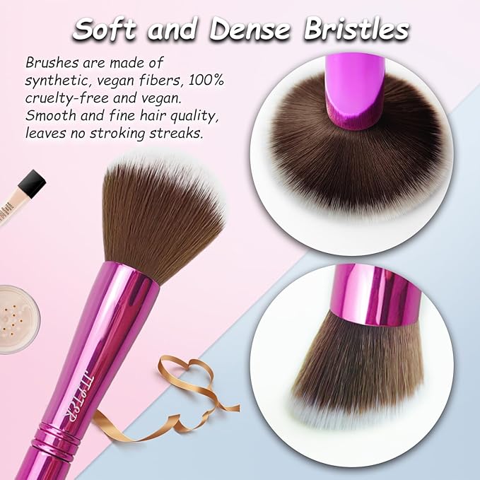 Jilier 4 in 1 Makeup Brush Set, Travel Makeup Brushes with Case, Foundation/Blush Brush, Eyeshadow Powder Brush, Concealer Brush, Double Ended Makeup Brush Ideal for Liquid, Cream, Powder, Concealer