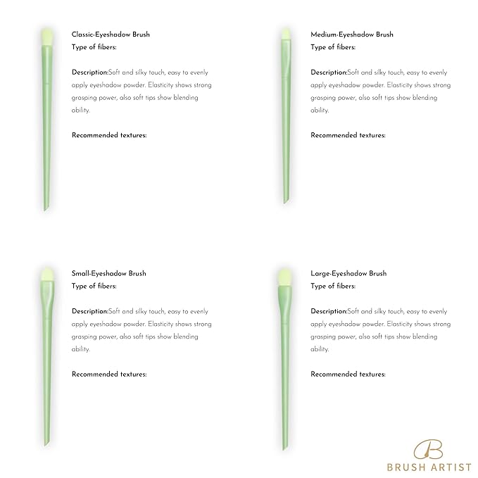 All in one Makeup Brushes kit for girls, 10 Pcs, Powder Brush, Foundation Brush, Blush Brush, Highlighting Brush, Eyeshadow Brushes (Shiny Green)