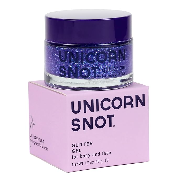 UNICORN SNOT Holographic Face Glitter & Body Glitter Gel | Glitter Makeup, Hair Glitter, Festival Rave & Anime Cosplay, Halloween Costume Makeup | Vegan & Cruelty Free, 1.7 oz Purple Glitter (UV)