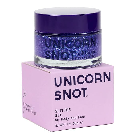 UNICORN SNOT Holographic Face Glitter & Body Glitter Gel | Glitter Makeup, Hair Glitter, Festival Rave & Anime Cosplay, Halloween Costume Makeup | Vegan & Cruelty Free, 1.7 oz Purple Glitter (UV)