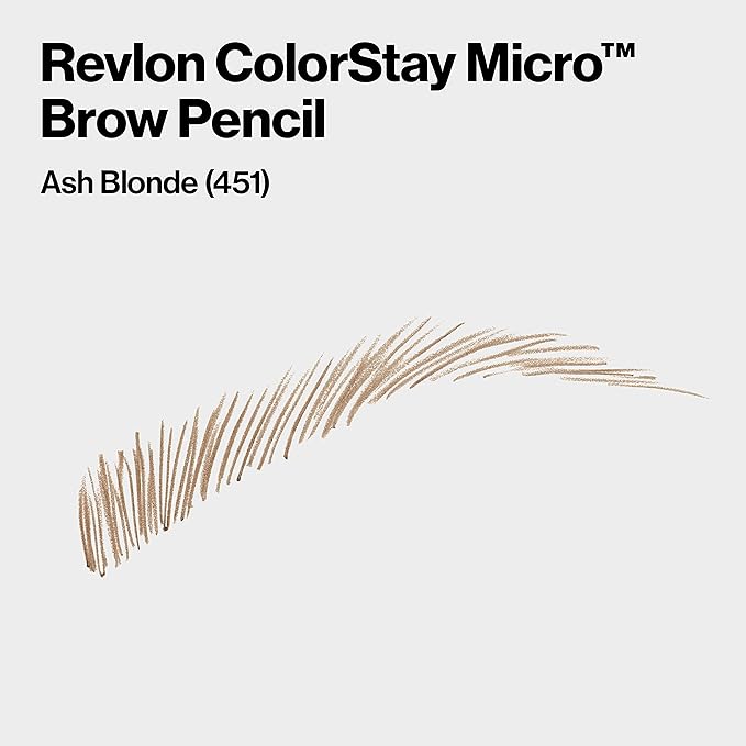Revlon ColorStay Micro Eyebrow Pencil with Built In Spoolie Brush, Infused with Argan and Marula Oil, Waterproof, Smudgeproof, 451 Ash Blonde, 0.003 oz