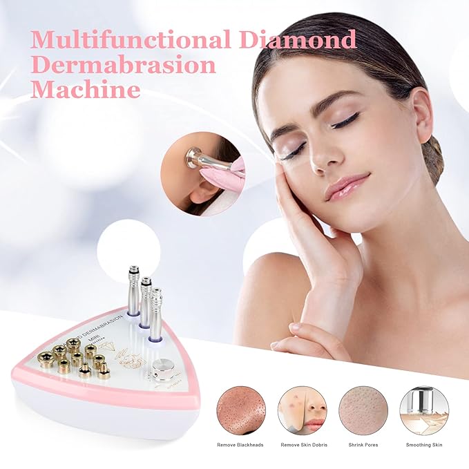Diamond Microdermabrasion Machine Professional Beauty Facial Skin Care Equipment Microdermabrasion Device with Vacuum Spray for Salon Personal Home Use(Strong Suction Power: 65-68cmhg)
