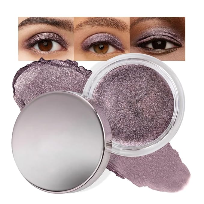 Cream Glitter Dark Purple Shimmer Metallic Eyeshadow Palette Makeup, Natural Single Mini Instant Holographic Eyeshadow For Women, Sombras Crema Para Ojos, Talc, Paraben & Cruelty Free