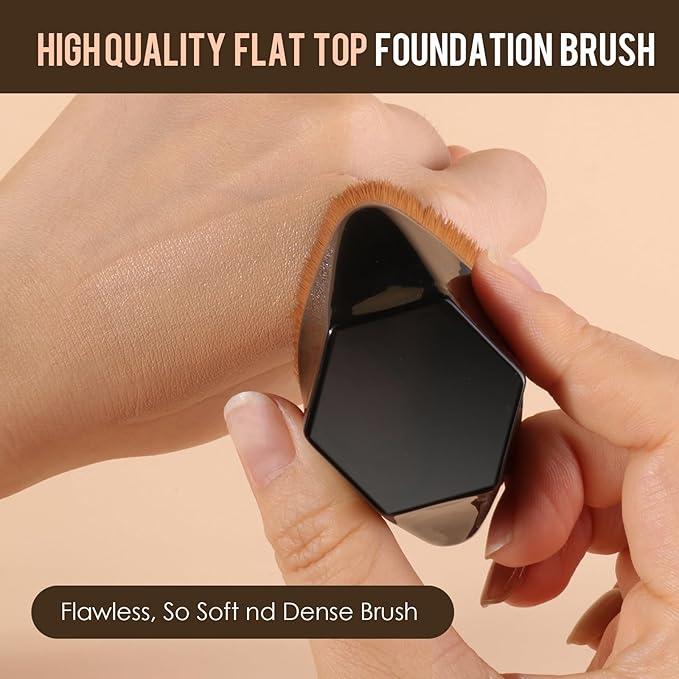S50 3-Piece Makeup Brush and Sponge Set for Flawless Application - Includes Foundation Brush, Blending Sponge, and Dual End Kabuki&Concealer Brush