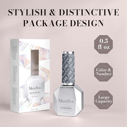 MelodySusie Gray Gel Nail Polish,0.5fl oz Autumn Winter Nails Soak Off UV LED Dark Gray Gel Polish Gift for Women Nail Art Manicure Salon DIY Nail Design Decoration at Home-246-A2042