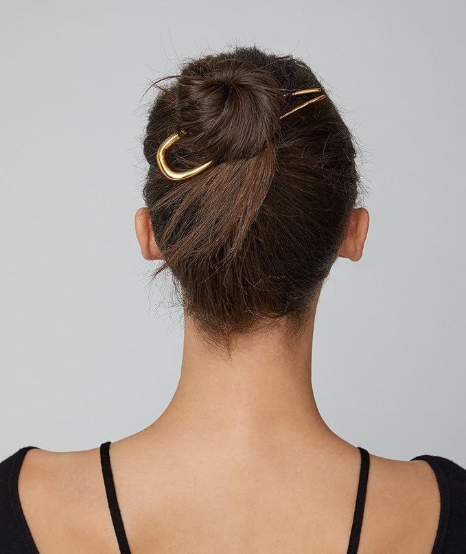 3 Pcs French Hair Pins for Women - French Twist Hair Pins for Buns, Metal Gold Hair Accessories