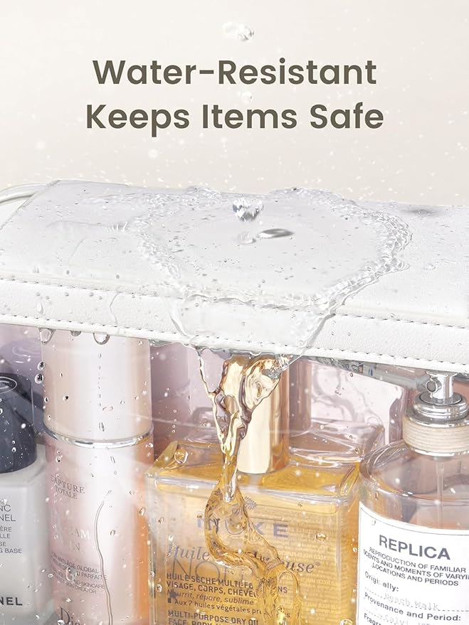 ROWNYEON Clear Makeup Case Toiletry Bag Multipurpose Travel Makeup Train Case Portable Cosmetic Organizer Transparent Storage Bag